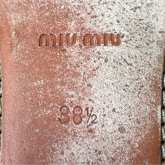 Miu Miu Leather Knotted Bow Elasticized Scrunch Ballet Flat In Orange Sz 38 1/2 - Picture 9 of 14